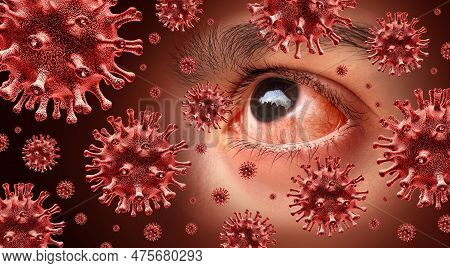 Viral Conjunctivitis Highly Contagious Eye Infection Or Infected Pink Eyes As Virus Infections Or Al