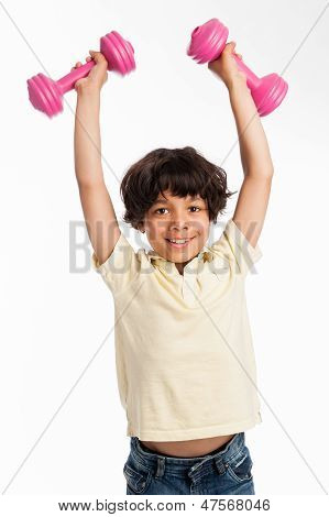 귀여운 혼혈 소년 역도