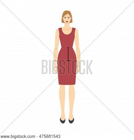 Women To Do Waist To Hip Measurement Body With Arrows Fashion Illustration For Size Chart. Flat Fema