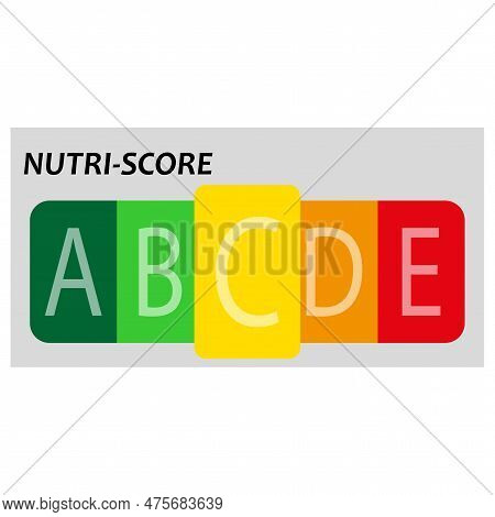 Nutrition C Label Facts Health Score. Food Info Nutriscore Label Facts Packaging Sign. Vector Illust