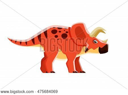 Dinosaur Cartoon Character, Arrhinoceratops Dino Lizard, Vector Cute Jurassic Toy. Kids Dinosaurs Co