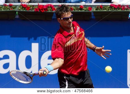BARCELONA - 23 Nisan: İspanyol tenisçi Tommy Robredo Barselona on bir maç sırasında eylem