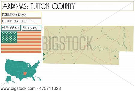 Large And Detailed Map Of Fulton County In Arkansas, Usa.