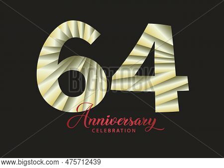 64 Year Anniversary Celebration Logotype Vector, 64 Number Design, 64th Birthday Invitation, Anniver