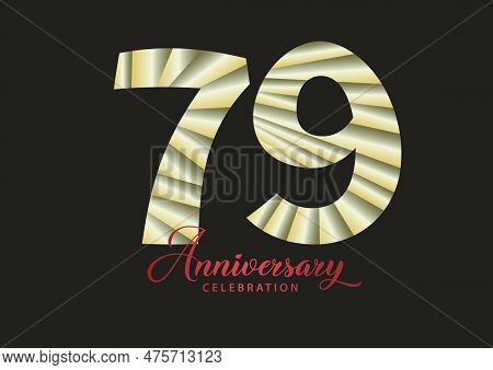 79 Year Anniversary Celebration Logotype Vector, 79 Number Design, 79th Birthday Invitation, Anniver