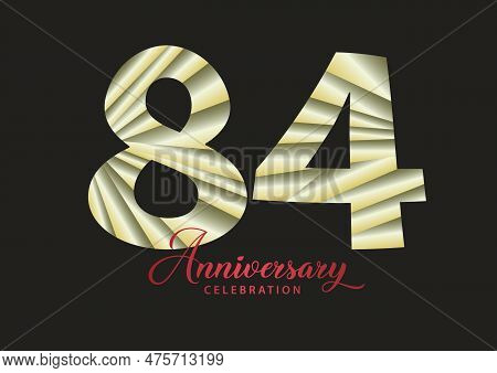 84 Year Anniversary Celebration Logotype Vector, 84 Number Design, 84th Birthday Invitation, Anniver