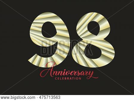 98 Year Anniversary Celebration Logotype Vector, 98 Number Design, 98th Birthday Invitation, Anniver