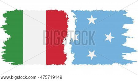 Federated States Of Micronesia And Italy Grunge Flags Connection, Vector
