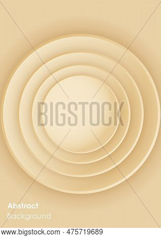 Circular Background With Concentric Elements. Minimal Abstract Clean Paper 3d Design Template. Conce