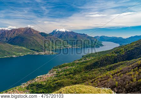View Of Lake Como, Towards The South, From The Church Of San Bernardo In Musso, With The Mountains A