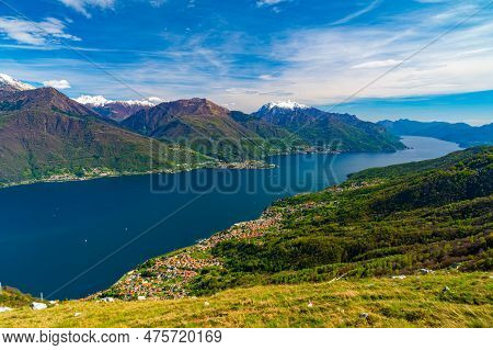 View Of Lake Como, Towards The South, From The Church Of San Bernardo In Musso, With The Mountains A