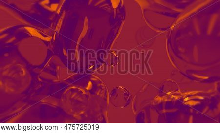 Orange And Rose Pellucid Glass Bubbles Background - Abstract 3d Rendering