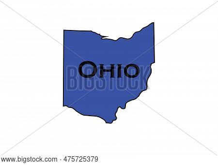 Politically Liberal Blue State Of Ohio With A Map Outline.