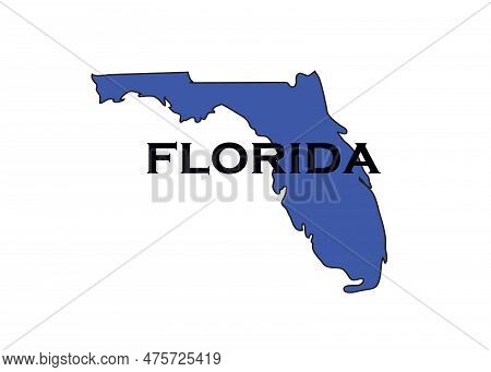 Politically Liberal Blue State Of Florida With A Map Outline.
