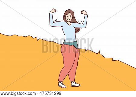 Slender Woman Before And After Fitness Shows Muscles To Show Off Weight Loss. Slim And Fat Girl At S