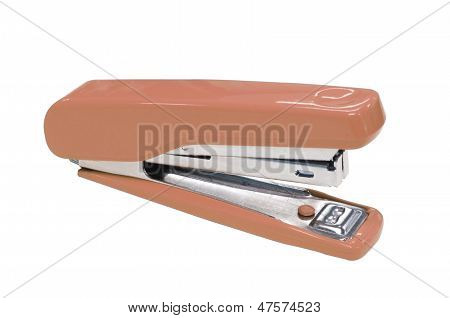 Brown stapler isolated on white