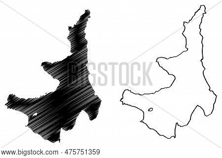 Lake Batak Reservoir (republic Of Bulgaria) Map Vector Illustration, Scribble Sketch Batak Dam Map