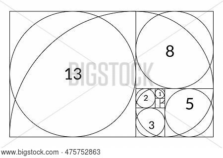 Golden Ratio Geometric Concept Set. Divine Proportion Collection. Geometric Shapes With Ideal Sectio