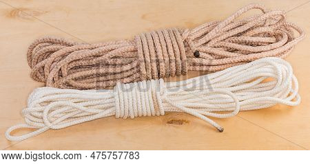 Bights Of The Accessory Cord And Climbing Rope Tied With Alpine Coil Knots, Destined For Rope Storin
