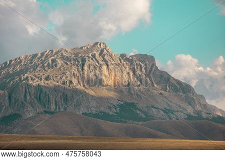 Aladaglar National Park. Cloudy Mountain Landscape. Glacial Mountains, Hills. Transmountain Trips. T