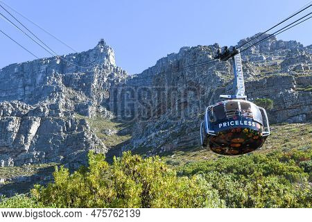 Cable Car On The Wey To Table Mountain Over Cape Town On South Africa
