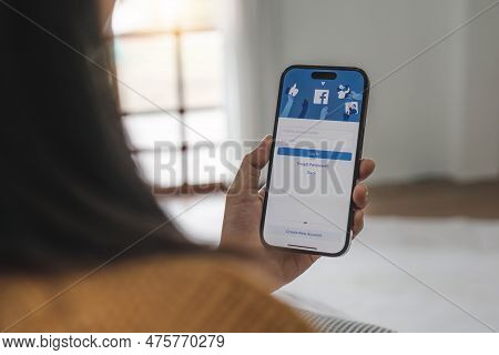 Chiang Mai, Thailand - May 1, 2023: Facebook Social Media App Logo On Log-in, Sign-up Registration P