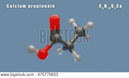 Calcium Propionate Molecule Of C6h10o4ca 3d Conformer Render. Food Additive E282