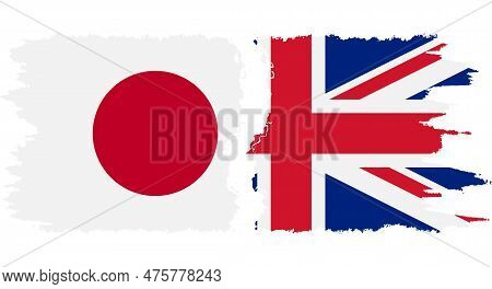 Uk And Japan Grunge Flags Connection, Vector