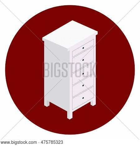 Illustration Of An Isometric White Chest Of Drawers With Drawers