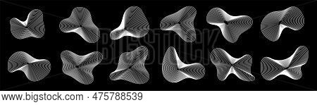 Dynamic Amorphous Shapes, Abstract Fluid Forms, Liquid Shapes Made Of Lines With Blend Effect.