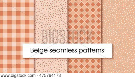 Beige Seamless Patterns For Tablecloth, Oilcloth, Bedclothes Or Other Textile Design.