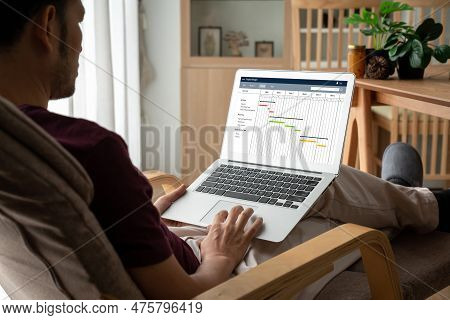 Project Planning Software For Modish Business Project Management On The Computer Screen Showing Time