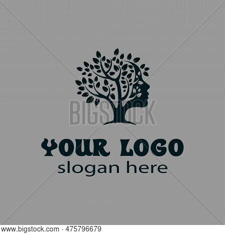 Natural Beauty Girl Fashion Tree Abstract Logo
