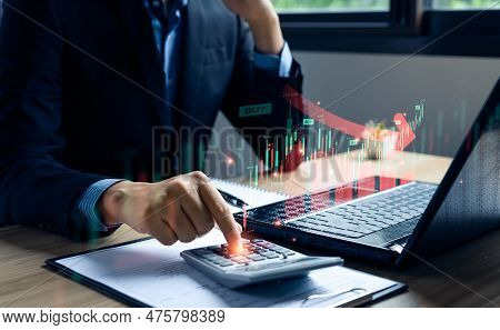 Economic Crisis Or Investment Risk Fluctuation Low Interest Rates With Recession In The Stock Market