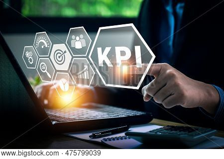 Kpi Key Performance Indicator Business Technology Concept. Business Executives Use Business News Met