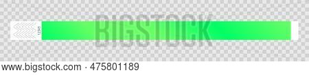 Paper Event Bracelet Template. Mockup Of Green Entrance Wristband For Concert, Festival, Cinema, Par