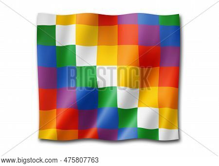 Wiphala Ethnic Flag, South America. 3d Illustration