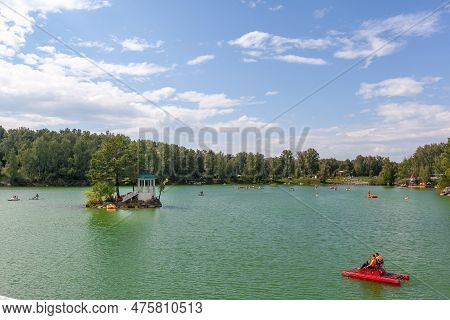 14.08.2022, Altai Republic, Russia. A Small Island On Lake Aya In The Altai Territory Or The Altai R