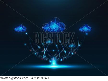 Multiple Cloud Symbol Vector Illustration, 2d Cloud, 3d Cloud, Multi-cloud Work Connected Data.
