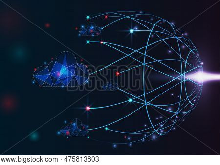 Multiple Cloud Symbol Vector Illustration, 2d Cloud, 3d Cloud, Multi-cloud Work Connected Data.