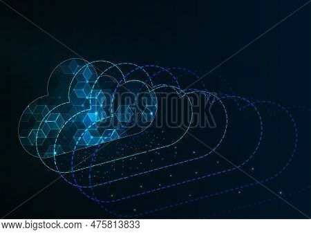 Multiple Cloud Symbol Vector Illustration, 2d Cloud, 3d Cloud, Multi-cloud Work Connected Data.