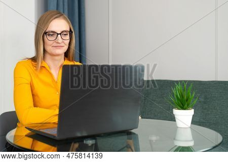 Psychologist Or Coach Conducts Online Consultation At Home Office, Remote Work Home Psychologist Onl