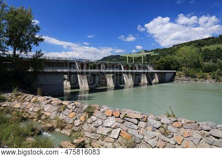 Austria Hydroelectricity Generation. Water Power Plant On River Drau (drava) In Paternion. Fish Ladd