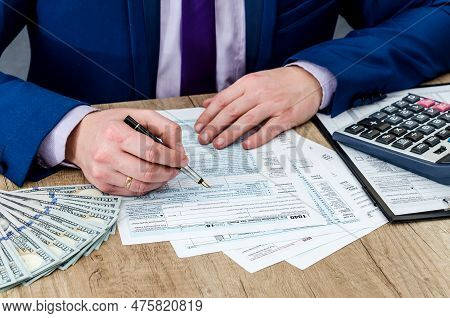 Man Fill Tax Form, Account Money B B