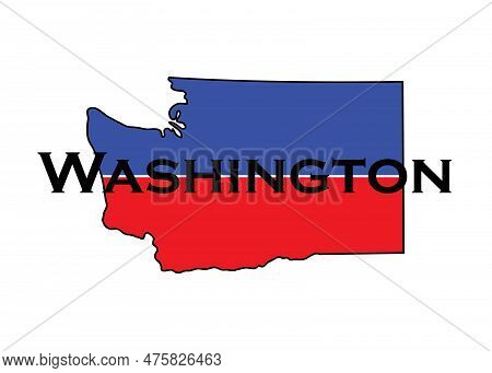 Politically Split State Of Washington With Half Red And Blue.