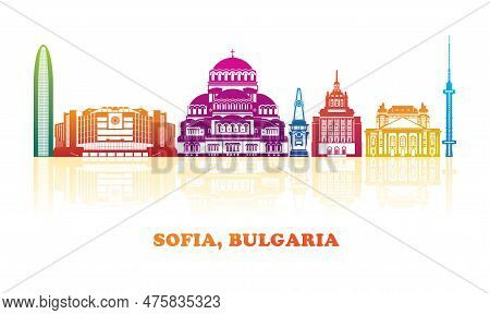 Colourfull Skyline Panorama Of City Of Sofia, Bulgaria - Vector Illustration