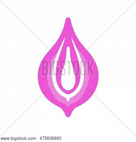 Female Vulva Icon Logo For Gynecological Health Theme Minimal Vector Illustration