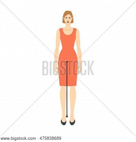 Women To Do Legs Length Measurement Body With Arrows Fashion Illustration For Size Chart. Flat Femal
