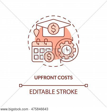 Upfront Costs Red Concept Icon. University Higher Education. College Fee. Education Assistance. Stud
