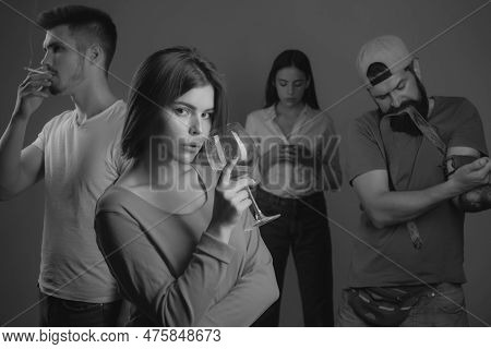 Stop Drug Addiction. Addictions Personal Crisis. Overcome Dependence. Social Networks Smoking Or Dri